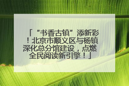 “书香古镇”添新彩！北京市顺义区与杨镇深化总分馆建设，点燃全民阅读新引擎！