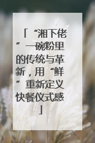 “湘下佬”一碗粉里的传统与革新，用“鲜”重新定义快餐仪式感