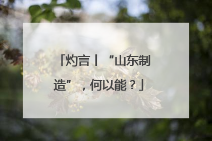 灼言丨“山东制造”，何以能？