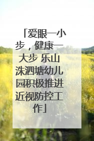 爱眼一小步，健康一大步 乐山洙泗塘幼儿园积极推进近视防控工作