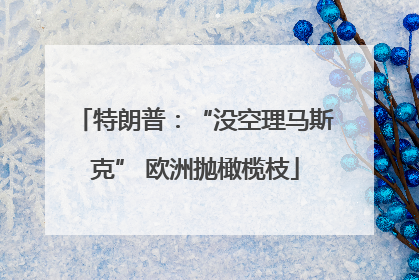 特朗普：“没空理马斯克” 欧洲抛橄榄枝