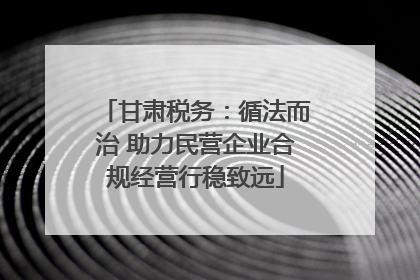 甘肃税务：循法而治 助力民营企业合规经营行稳致远