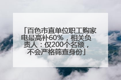 百色市直单位职工购家电最高补60％，相关负责人：仅200个名额，不会严格筛查身份