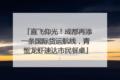直飞仰光！成都再添一条国际货运航线，青蟹龙虾速达市民餐桌