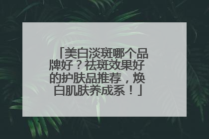 美白淡斑哪个品牌好？祛斑效果好的护肤品推荐，焕白肌肤养成系！