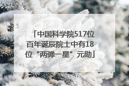 中国科学院517位百年诞辰院士中有18位“两弹一星”元勋