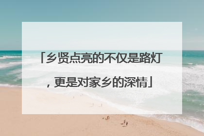 乡贤点亮的不仅是路灯，更是对家乡的深情