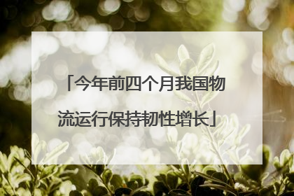 今年前四个月我国物流运行保持韧性增长