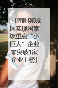 南阳宛城区实现国家级重点“小巨人”企业零突破1家企业上榜