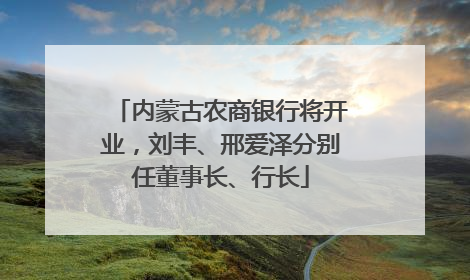 内蒙古农商银行将开业，刘丰、邢爱泽分别任董事长、行长