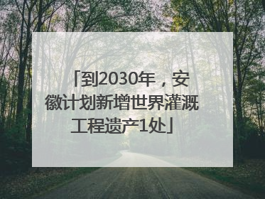 到2030年，安徽计划新增世界灌溉工程遗产1处