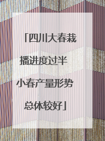 四川大春栽播进度过半 小春产量形势总体较好