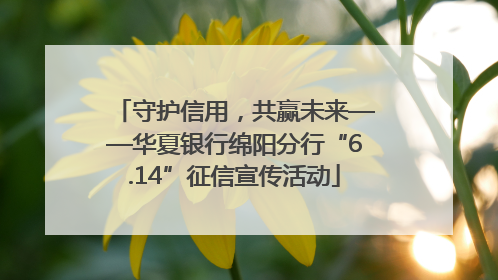 守护信用，共赢未来——华夏银行绵阳分行“6.14”征信宣传活动