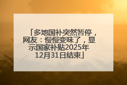 多地国补突然暂停，网友：慢慢变味了，显示国家补贴2025年12月31日结束