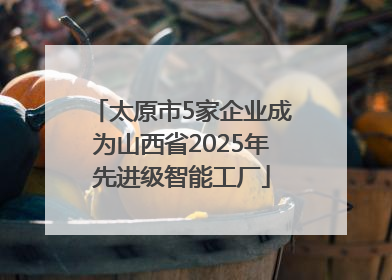 太原市5家企业成为山西省2025年先进级智能工厂