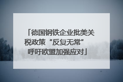 德国钢铁企业批美关税政策“反复无常” 呼吁欧盟加强应对