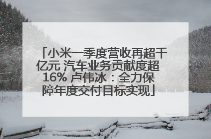 小米一季度营收再超千亿元 汽车业务贡献度超16% 卢伟冰：全力保障年度交付目标实现