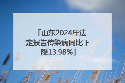 山东2024年法定报告传染病同比下降13.98%