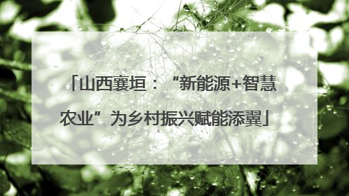 山西襄垣：“新能源+智慧农业”为乡村振兴赋能添翼