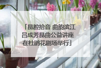 昆腔拾音 曲韵滨江 吕成芳昆曲公益讲座在杜鹃花剧场举行