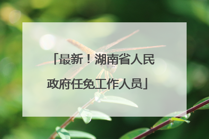 最新！湖南省人民政府任免工作人员
