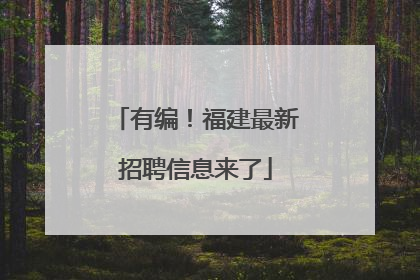 有编！福建最新招聘信息来了