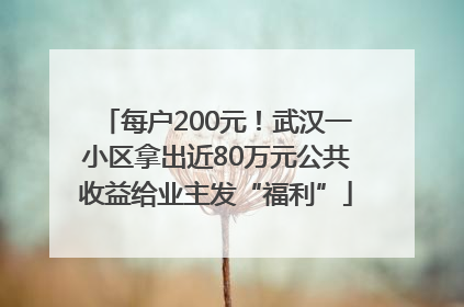 每户200元！武汉一小区拿出近80万元公共收益给业主发“福利”