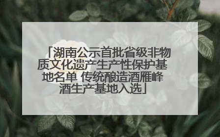 湖南公示首批省级非物质文化遗产生产性保护基地名单 传统酿造酒雁峰酒生产基地入选
