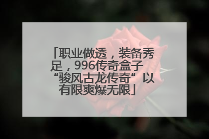 职业做透，装备秀足，996传奇盒子“骏风古龙传奇”以有限爽爆无限
