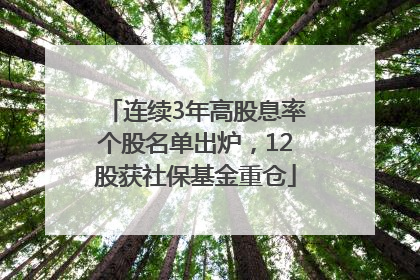 连续3年高股息率个股名单出炉，12股获社保基金重仓