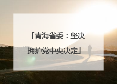青海省委：坚决拥护党中央决定