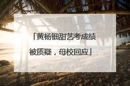 黄杨钿甜艺考成绩被质疑，母校回应