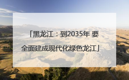 黑龙江：到2035年 要全面建成现代化绿色龙江