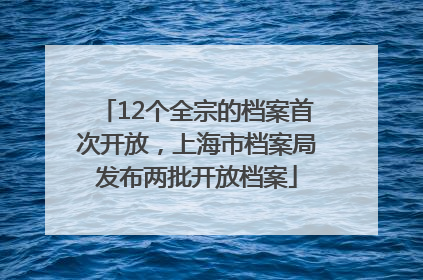 12个全宗的档案首次开放，上海市档案局发布两批开放档案